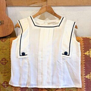 Classic White Sailor Collar Sleeveless Top